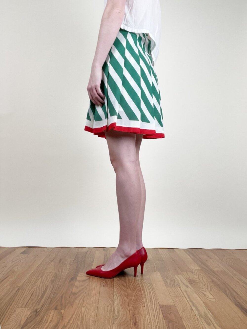 Vintage 70s Mod Pleated Mini Skirt Flare High Rise Preppy Funky 1970s Handmade - Picture 5 of 9